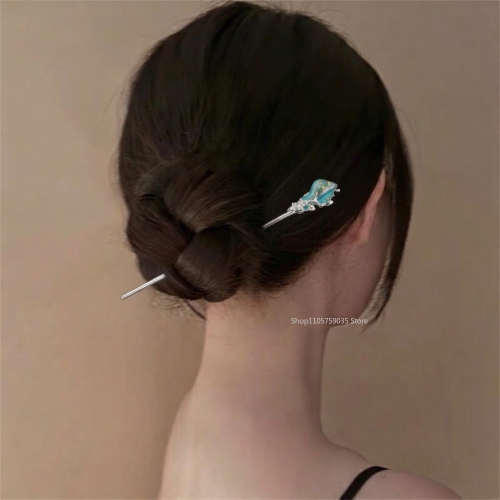 Vintage Collectible Item - 中国風の韓服クリスタルヘアスティックヴィンテージクラシック金属釉ヘアフォークヘアピン女性のためのジュエリーアクセサリー新しい帽子