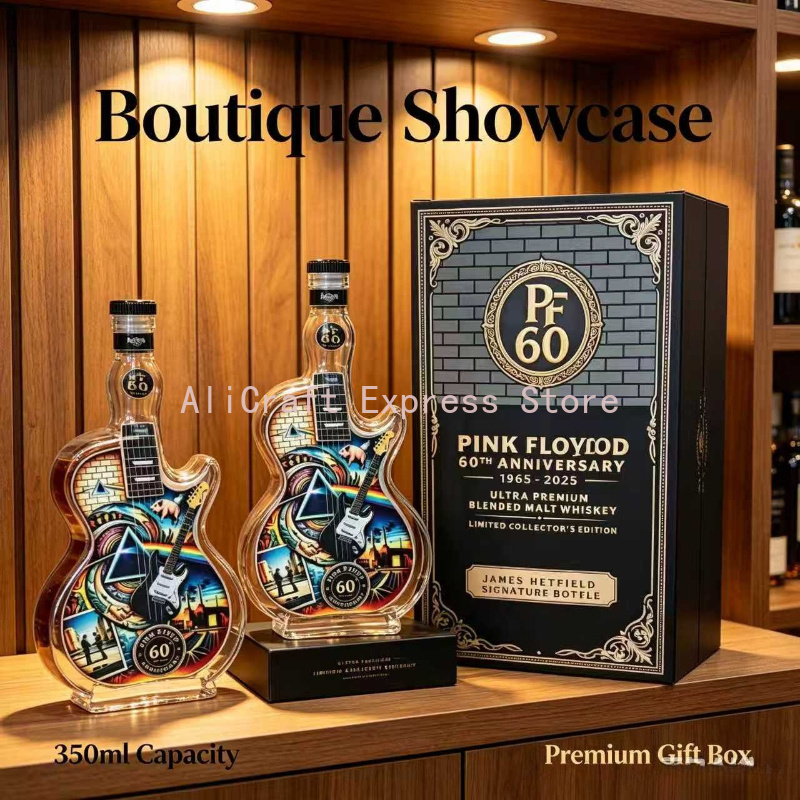Vintage Collectible Liquor Bottles - ヴィンテージロック柄ギターガラス製酒瓶 350ml 空のスピリッツデキャンタ 大人向けコレクション バーアクセサリー