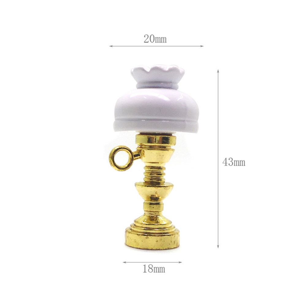 Collectible Vintage Lamps - ミニホワイトランプシェードテーブルランプ ヴィンテージスタイル ミニチュア寝室照明アクセサリー ドールハウス装飾コレクション