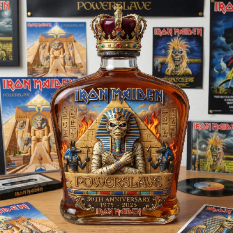 Vintage Collectible Liquor Bottles - ヴィンテージロックテーマのミイラ彫刻リカーボトル、ウイスキーバーボンコレクション＆バー装飾用のクリエイティブなガラスデカンター