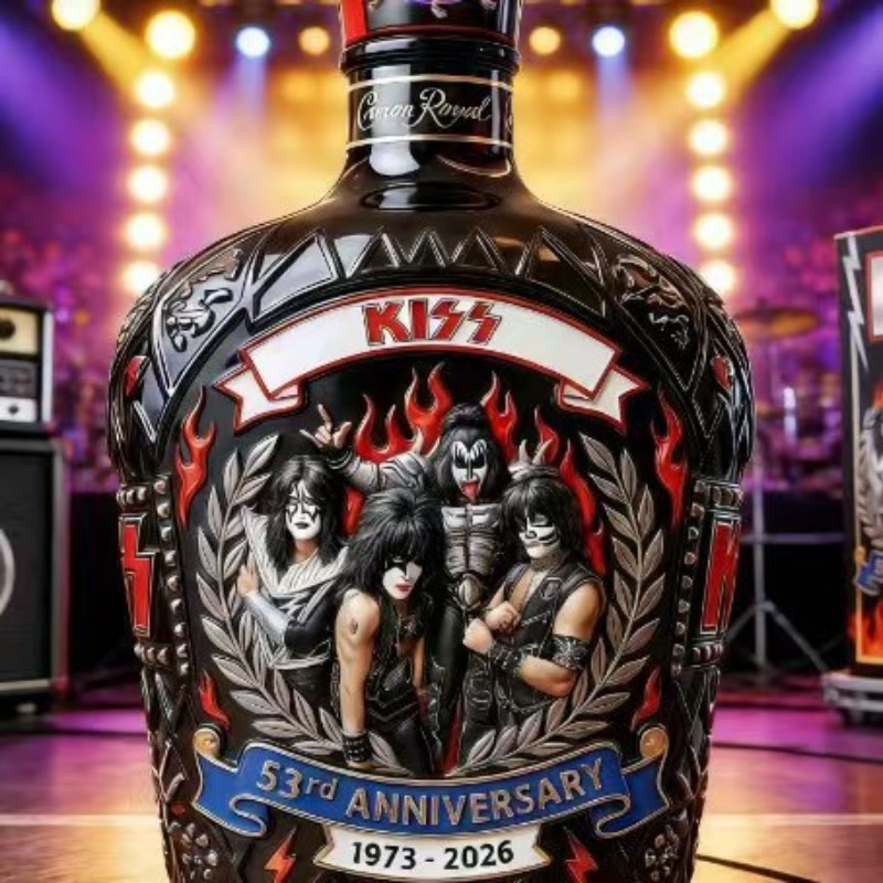 Vintage Collectible Liquor Bottles - コレクターズアイテム KISSバンド風ウイスキーデキャンタ、ヴィンテージロックミュージックをテーマにした酒瓶、男性用カバー＆ファンへのギフトに