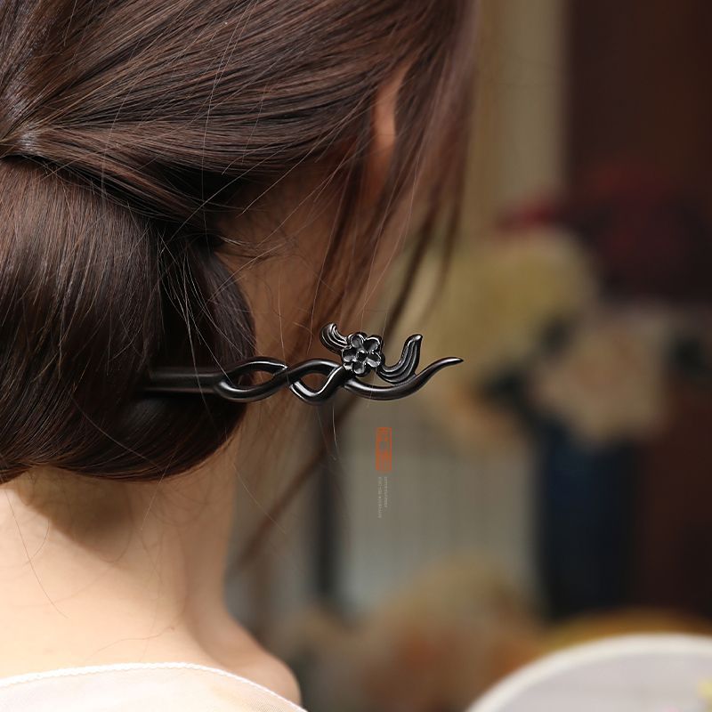 中国風のヘアスティックミニマリスト白檀彫刻花ヘアピンフォーク - Vintage Collectible Item のレビューと価格