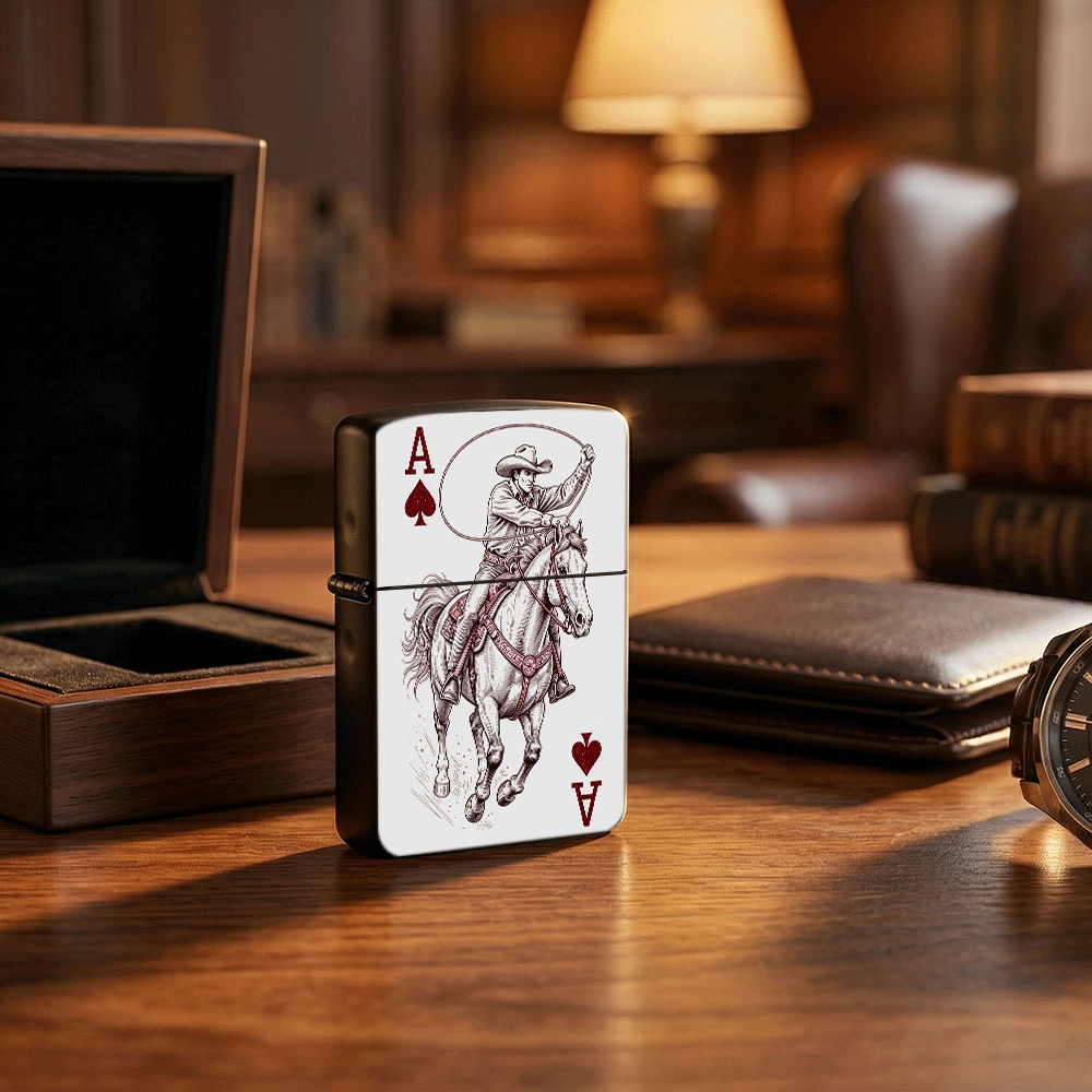 フリップトップライター カウボーイ ロデオ スペードのエース - Vintage Collectible Playing Cards のレビューと価格