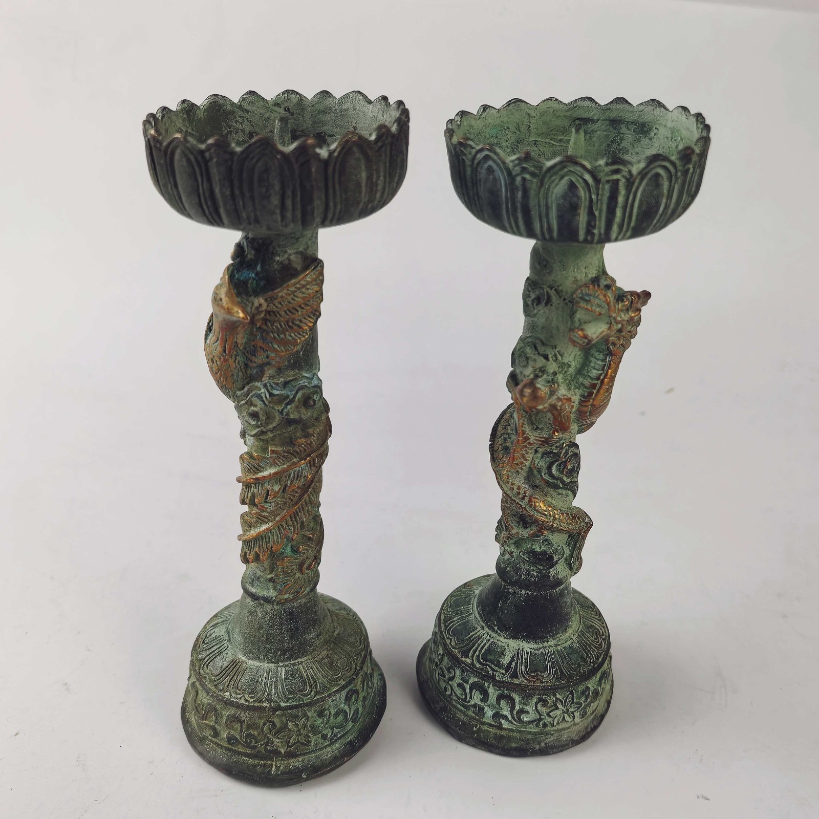 フォークコレクション　古銅製の彫刻が施された金メッキの龍と鳳 - Collectible Vintage Lamps のレビューと価格