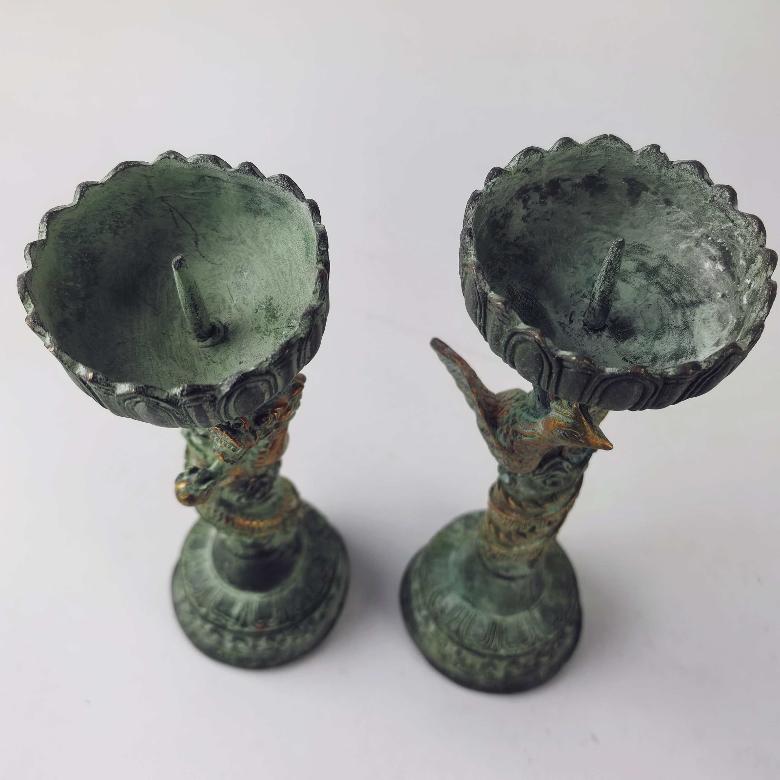 フォークコレクション　古銅製の彫刻が施された金メッキの龍と鳳 - Collectible Vintage Lamps のレビューと価格