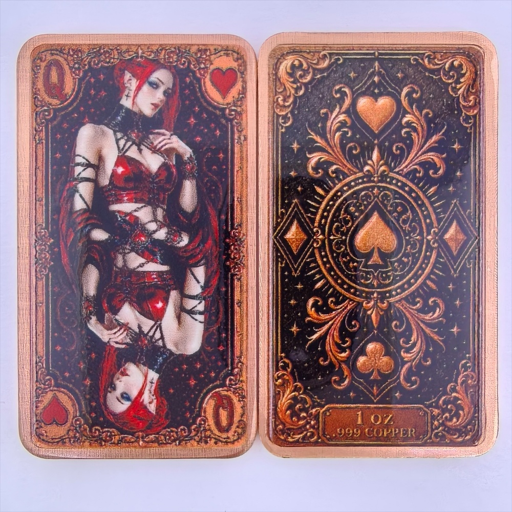 1オンス .999純銅バー ポーカー プレイカード クイーン - Vintage Collectible Playing Cards のレビューと価格