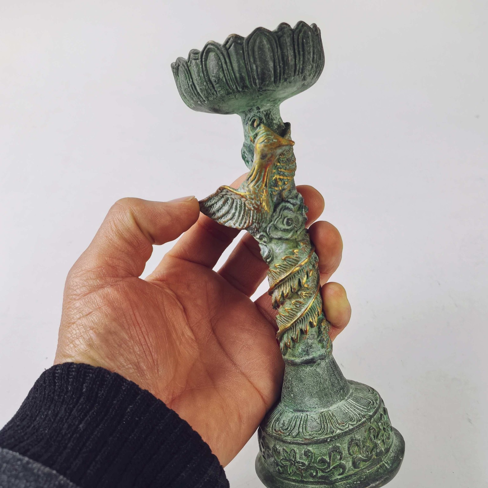 中国の民芸品コレクションから出た、古青銅のレリーフ彫刻が施さ - Collectible Vintage Lamps のレビューと価格