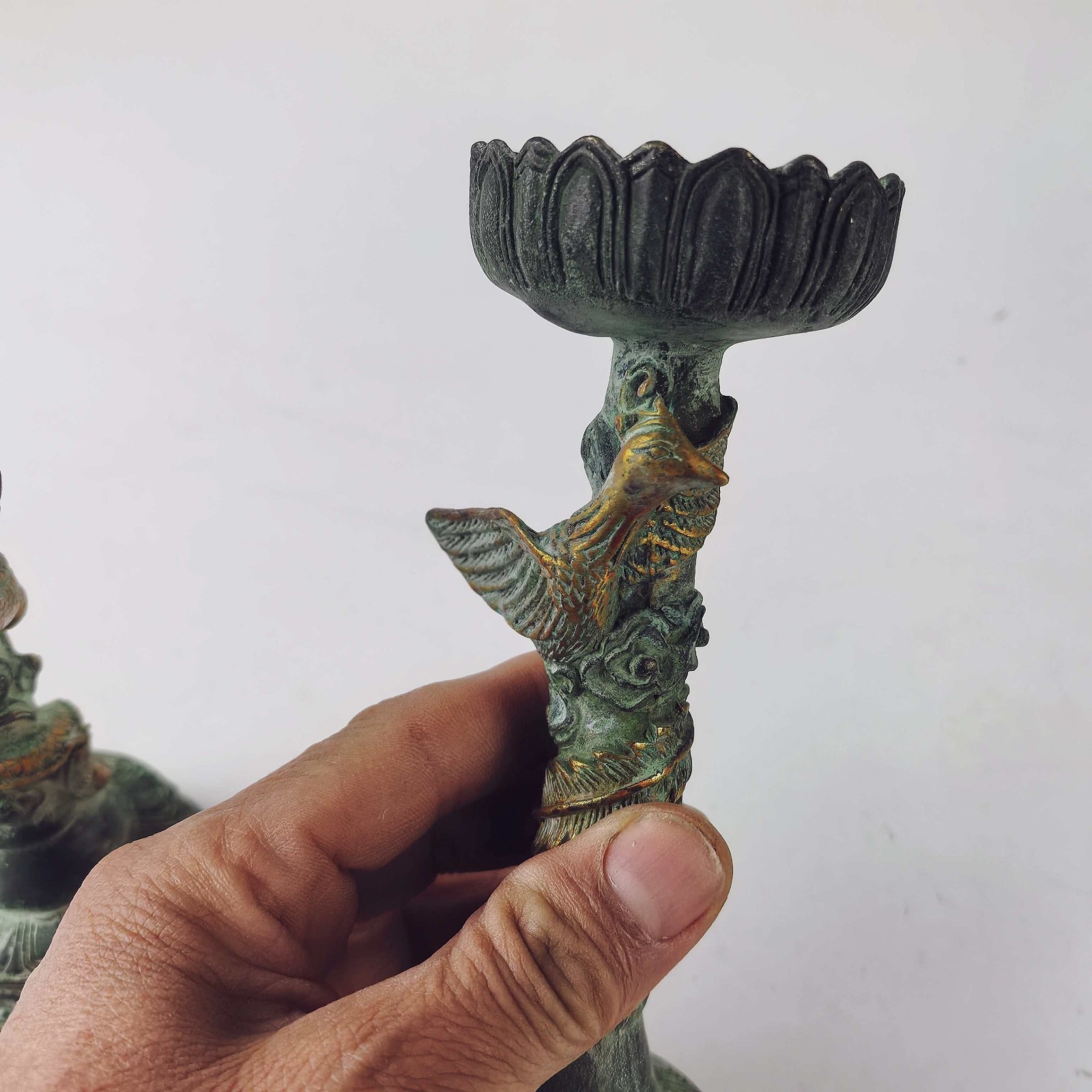 中国の民芸品コレクションから出た、古青銅のレリーフ彫刻が施さ - Collectible Vintage Lamps のレビューと価格