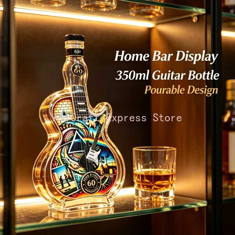 ヴィンテージロック柄ギターガラス製酒瓶 350ml 空のスピ - Vintage Collectible Liquor Bottles のレビューと価格
