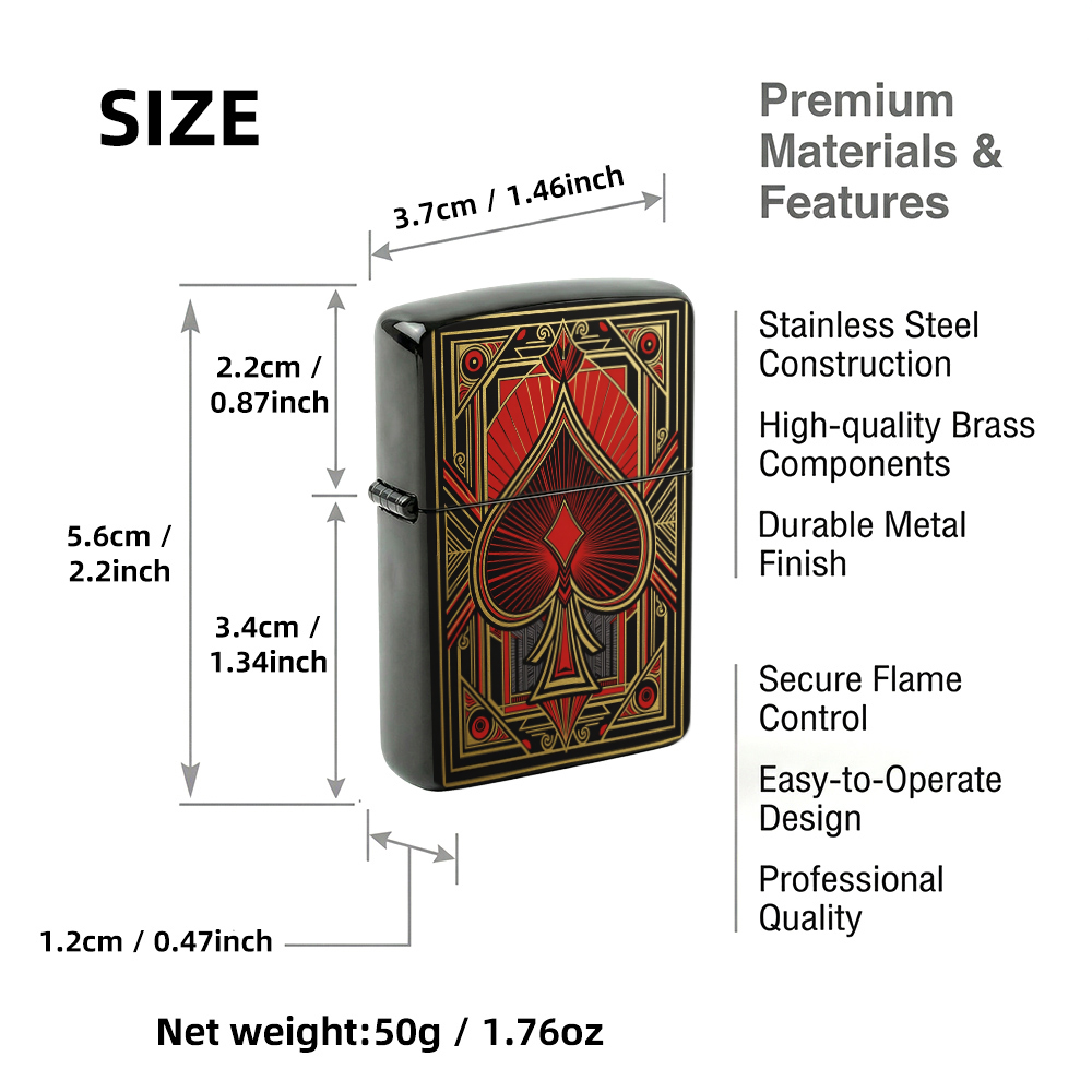 フリップトップライター アールデコ スペード ポーカーカード - Vintage Collectible Playing Cards のレビューと価格