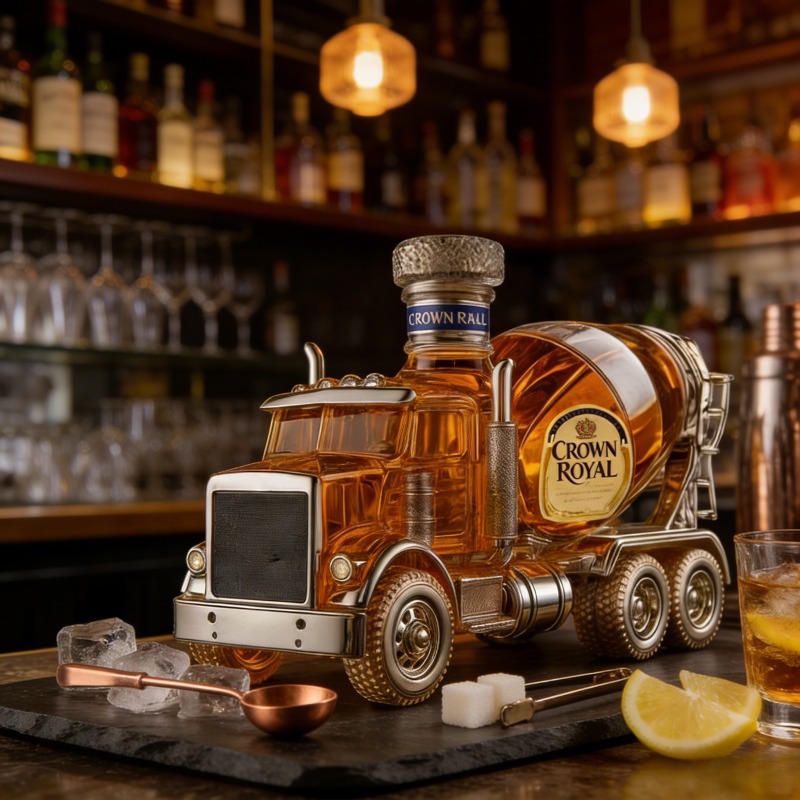 ヴィンテージトラックデザインのガラス製ウイスキーデカンター、 - Vintage Collectible Liquor Bottles のレビューと価格