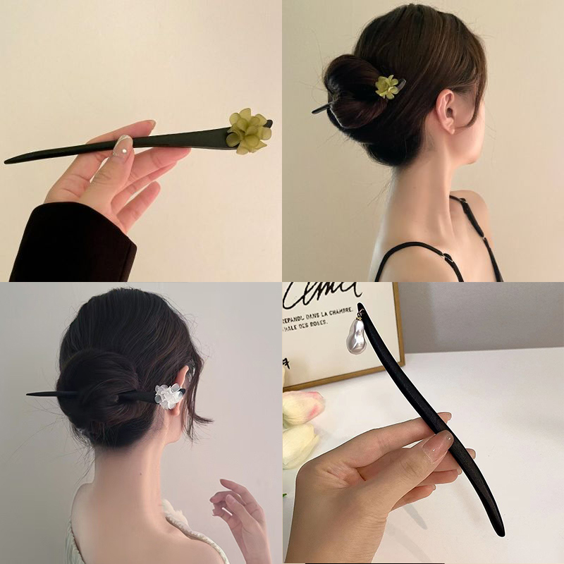ヴィンテージ中国風の木製花ヘアスティックパールヘアピンジュエ - Vintage Collectible Item のレビューと価格