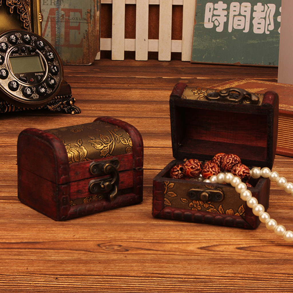 中国風のヴィンテージ木製ジュエリーボックスロック付き小物入れ - Vintage Collectible Item のレビューと価格