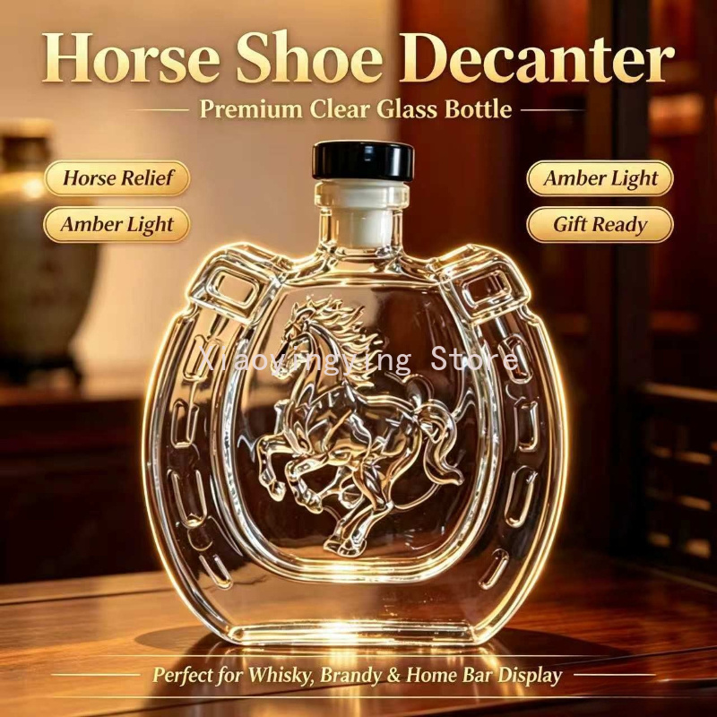 ヴィンテージ馬柄エンボス加工ガラス製ワインデキャンタ、馬蹄形 - Vintage Collectible Liquor Bottles のレビューと価格