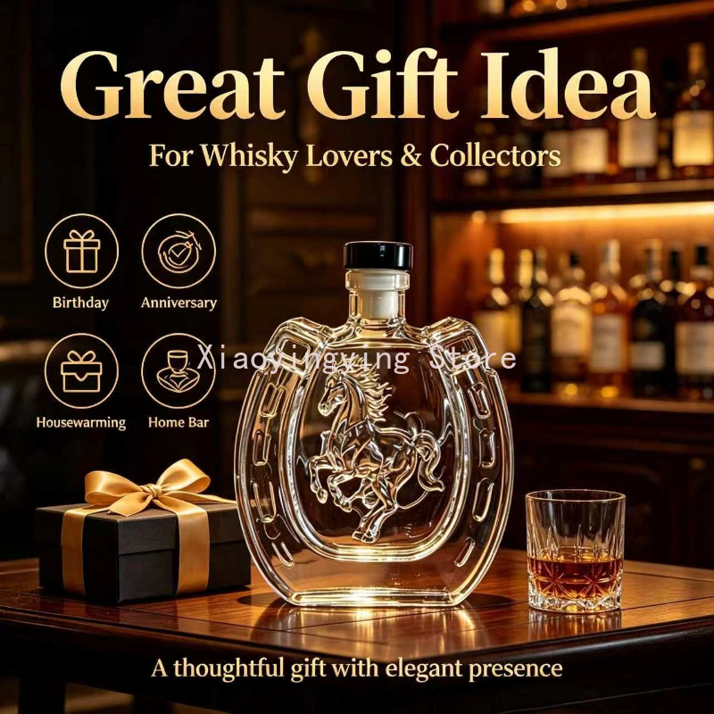 ヴィンテージ馬柄エンボス加工ガラス製ワインデキャンタ、馬蹄形 - Vintage Collectible Liquor Bottles のレビューと価格